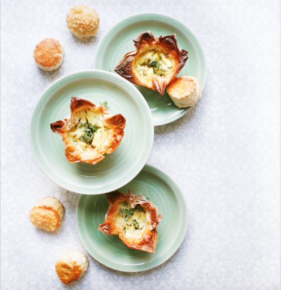 Terter med ricotta, blåmuggost og timian